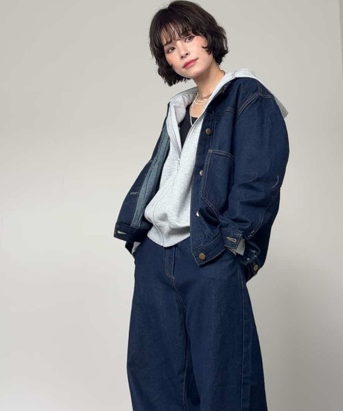 選べるセットアップ】LBCデニムノーカラージャケット（デニム