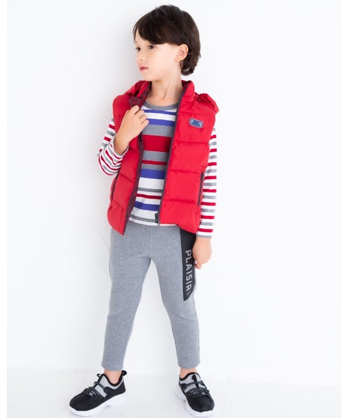 BeBe（ベベ）の「BeBe/ espoir シリコン プリント フード取り外し リバーシブル ダウン ベスト (90～150㎝)（ダウンベスト・キッズ・レッド/ブラック・90/110/140/100/120/150/130）」の7枚目の写真