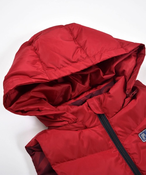 BeBe（ベベ）の「BeBe/ espoir シリコン プリント フード取り外し リバーシブル ダウン ベスト (90～150㎝)（ダウンベスト・キッズ・レッド/ブラック・90/110/140/100/120/150/130）」の17枚目の写真