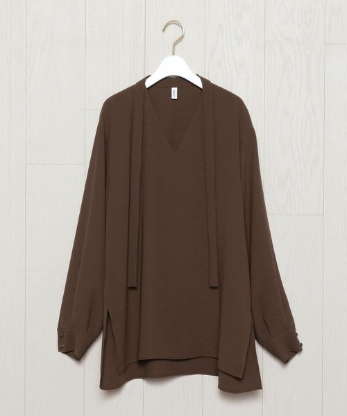 08sircus（ゼロエイトサーカス）の「＜08sircus＞BOW TIE BLOUSE/ブラウス（シャツ/ブラウス・レディース・ダークブラウン・0/1）」の4枚目の写真