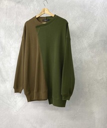 Beno | TCワッフル / バイカラー アシンメトリー リメイク ビッグシルエット Tシャツ / ロンT(Tシャツ/カットソー)