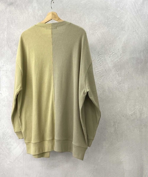 Beno(ビーノ)の「TCワッフル / バイカラー アシンメトリー リメイク ビッグシルエット Tシャツ(Tシャツ/カットソー・メンズ・ベージュ/カーキ/ブラック・L/M)」の5枚目の写真