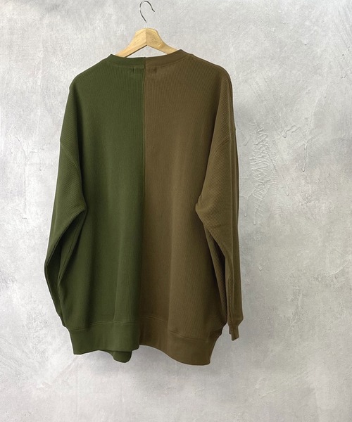 Beno(ビーノ)の「TCワッフル / バイカラー アシンメトリー リメイク ビッグシルエット Tシャツ(Tシャツ/カットソー・メンズ・ベージュ/カーキ/ブラック・L/M)」の6枚目の写真