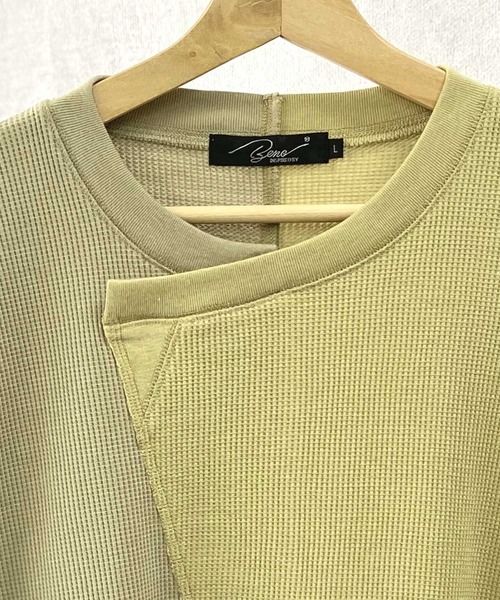 Beno(ビーノ)の「TCワッフル / バイカラー アシンメトリー リメイク ビッグシルエット Tシャツ(Tシャツ/カットソー・メンズ・ベージュ/カーキ/ブラック・L/M)」の10枚目の写真
