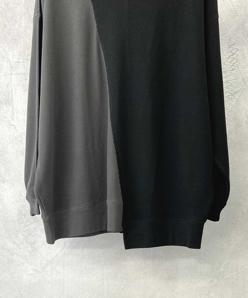 Beno(ビーノ)の「TCワッフル / バイカラー アシンメトリー リメイク ビッグシルエット Tシャツ(Tシャツ/カットソー・メンズ・ベージュ/カーキ/ブラック・L/M)」の9枚目の写真