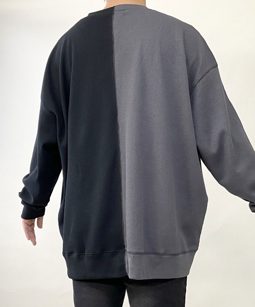 Beno(ビーノ)の「TCワッフル / バイカラー アシンメトリー リメイク ビッグシルエット Tシャツ(Tシャツ/カットソー・メンズ・ベージュ/カーキ/ブラック・L/M)」の22枚目の写真