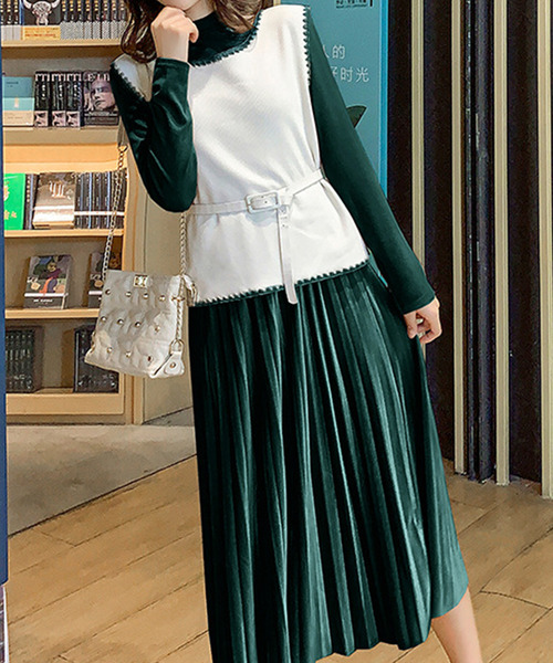 レイヤードニットプリーツワンピース ワンピース Junoah ジュノア のファッション通販 Zozotown