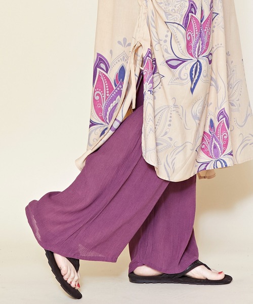 チャイハネ（チャイハネ）の「【チャイハネ】シンプル無地レーヨンパンツ（その他パンツ・レディース・オフホワイト/ブラック/ブラウン/パープル/ピンク/イエロー/グリーン・FREE）」の5枚目の写真