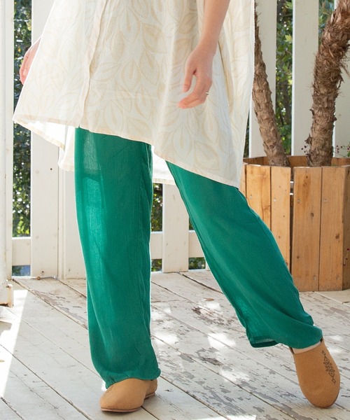 チャイハネ（チャイハネ）の「【チャイハネ】シンプル無地レーヨンパンツ（その他パンツ・レディース・オフホワイト/ブラック/ブラウン/パープル/ピンク/イエロー/グリーン・FREE）」の4枚目の写真