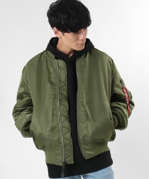 ALPHA INDUSTRIES MA-1 フライトジャケット XL グリーン 615-37901 USA製 MA-1 フライトジャケット バックロゴ L