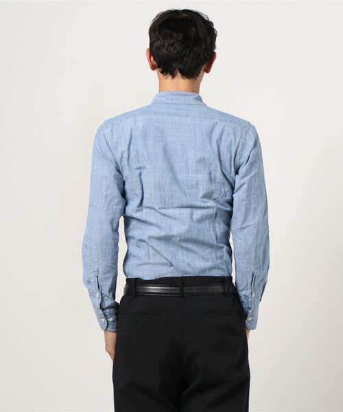SUIT SELECT(スーツセレクト)の「【CLASSICO TAPERED】【長袖】ワイドカラ―シャツ/シャンブレー(ビジネスシャツ・メンズ・インディゴブルー・首回り39cm-裄丈84cm/首回り39cm-裄丈80cm/首回り37cm-裄丈80cm/首回り43cm-裄丈86cm/首回り41cm-裄丈82cm/首回り41cm-裄丈86cm)」の2枚目の写真