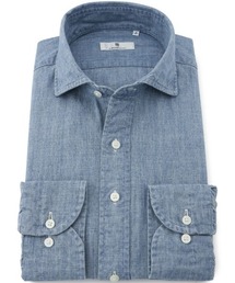 【CLASSICO TAPERED】【長袖】ワイドカラ―シャツ/シャンブレー