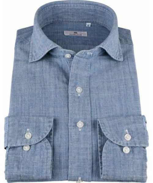 SUIT SELECT(スーツセレクト)の「【CLASSICO TAPERED】【長袖】ワイドカラ―シャツ/シャンブレー(ビジネスシャツ・メンズ・インディゴブルー・首回り39cm-裄丈84cm/首回り39cm-裄丈80cm/首回り37cm-裄丈80cm/首回り43cm-裄丈86cm/首回り41cm-裄丈82cm/首回り41cm-裄丈86cm)」の11枚目の写真