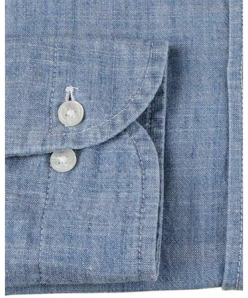 SUIT SELECT(スーツセレクト)の「【CLASSICO TAPERED】【長袖】ワイドカラ―シャツ/シャンブレー(ビジネスシャツ・メンズ・インディゴブルー・首回り39cm-裄丈84cm/首回り39cm-裄丈80cm/首回り37cm-裄丈80cm/首回り43cm-裄丈86cm/首回り41cm-裄丈82cm/首回り41cm-裄丈86cm)」の8枚目の写真