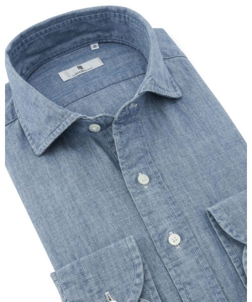 SUIT SELECT(スーツセレクト)の「【CLASSICO TAPERED】【長袖】ワイドカラ―シャツ/シャンブレー(ビジネスシャツ・メンズ・インディゴブルー・首回り39cm-裄丈84cm/首回り39cm-裄丈80cm/首回り37cm-裄丈80cm/首回り43cm-裄丈86cm/首回り41cm-裄丈82cm/首回り41cm-裄丈86cm)」の13枚目の写真