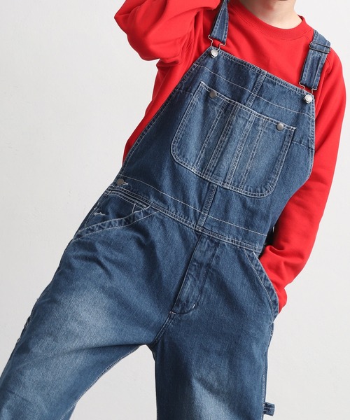 ZIP FIVE（ジップファイブ）の「【ZIP FIVE】 ヘビーウェイト 古着風 ヴィンテージ加工 スラブデニム ペインター オーバーオール パンツ（サロペット/オーバーオール・メンズ・ワンウォッシュ/インディゴブルー/ストライプ・MEDIUM/X-LARGE/LARGE/X-SMALL/SMALL）」の4枚目の写真