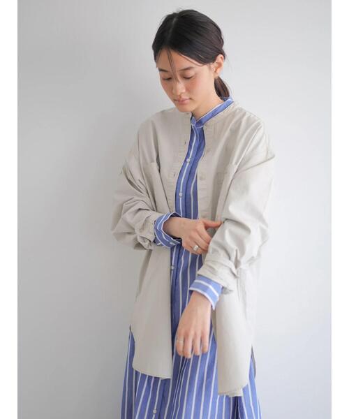 AMERICAN HOLIC（アメリカンホリック）の「スタンドカラー両ポケットシャツ（シャツ/ブラウス・レディース・ライトグレー/カーキ・MEDIUM/LARGE）」の17枚目の写真