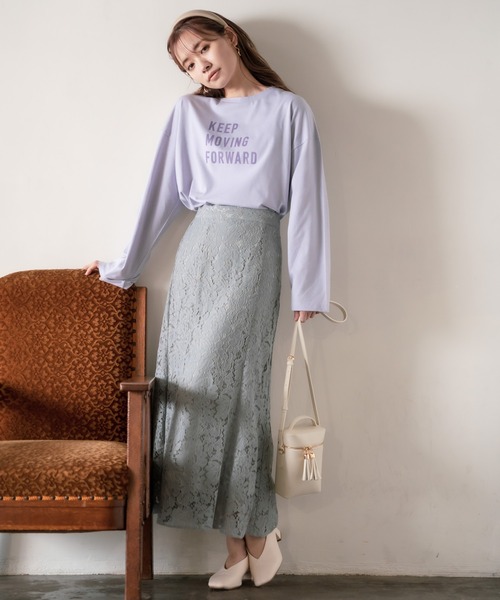 スカート LACE Lace Ladies スカート アシンメトリー ラッフル プリーツ ロング