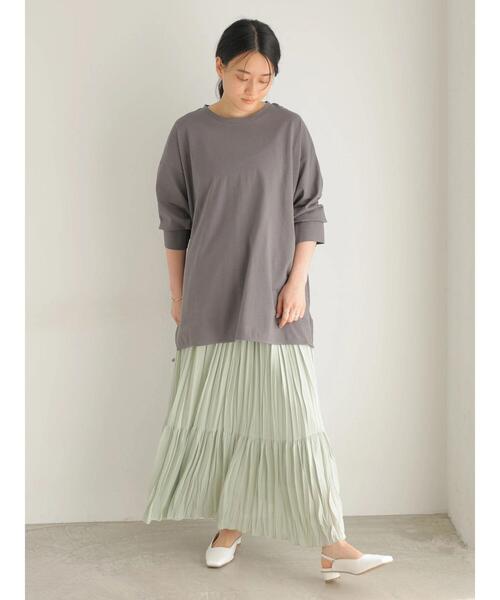 AMERICAN HOLIC(アメリカンホリック)の「ワイドスリーブ前後差カットチュニック(Tシャツ/カットソー・レディース・ラベンダー/オフホワイト/チャコールグレー/アイボリー/ライトイエロー・L/M)」の22枚目の写真