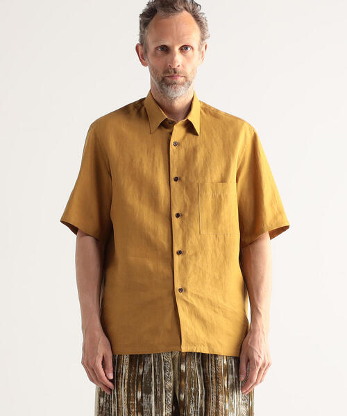 TOMORROWLAND （トゥモローランド）の「ハイカウントリネン レギュラーカラーショートスリーブシャツ（シャツ/ブラウス・メンズ・ブラック/カーキ/シャーベット・L/M/S/XS）」の7枚目の写真
