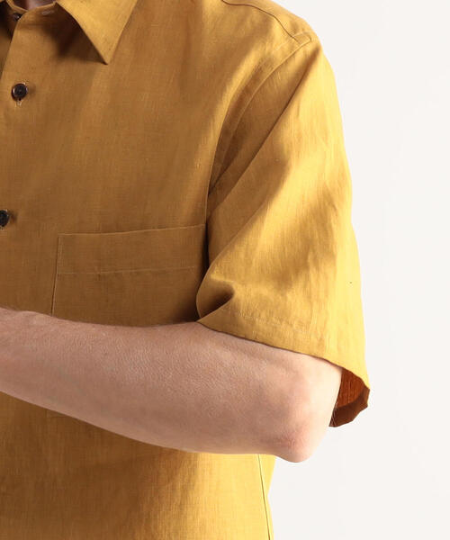 TOMORROWLAND （トゥモローランド）の「ハイカウントリネン レギュラーカラーショートスリーブシャツ（シャツ/ブラウス・メンズ・ブラック/カーキ/シャーベット・L/M/S/XS）」の14枚目の写真