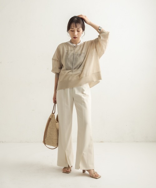 CAPRICIEUX LE'MAGE（カプリシューレマージュ）の「フレアフロントベンツパンツ（その他パンツ・レディース・アイボリー/グリーン/ブラック/ライトグレー・38/36）」の13枚目の写真