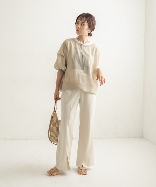 CAPRICIEUX LE'MAGE（カプリシューレマージュ）の「フレアフロントベンツパンツ（その他パンツ・レディース・アイボリー/グリーン/ブラック/ライトグレー・38/36）」の14枚目の写真