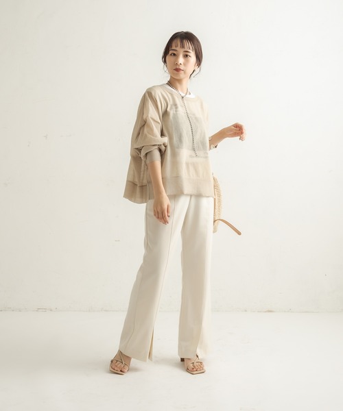 CAPRICIEUX LE'MAGE（カプリシューレマージュ）の「フレアフロントベンツパンツ（その他パンツ・レディース・アイボリー/グリーン/ブラック/ライトグレー・38/36）」の16枚目の写真