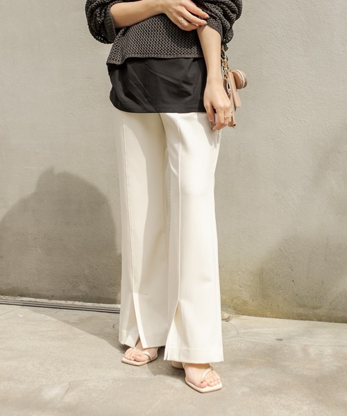 CAPRICIEUX LE'MAGE（カプリシューレマージュ）の「フレアフロントベンツパンツ（その他パンツ・レディース・アイボリー/グリーン/ブラック/ライトグレー・38/36）」の19枚目の写真