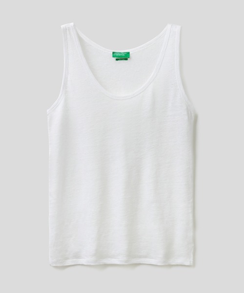 BENETTON (UNITED COLORS OF BENETTON)（ベネトンユナイテッドカラーズオブベネトン）の「ラウンドネックリネンタンクトップ（タンクトップ・レディース・ホワイト/ネイビー/ライトベージュ/ブラック/レッド・MEDIUM/X-SMALL/SMALL/LARGE）」の8枚目の写真