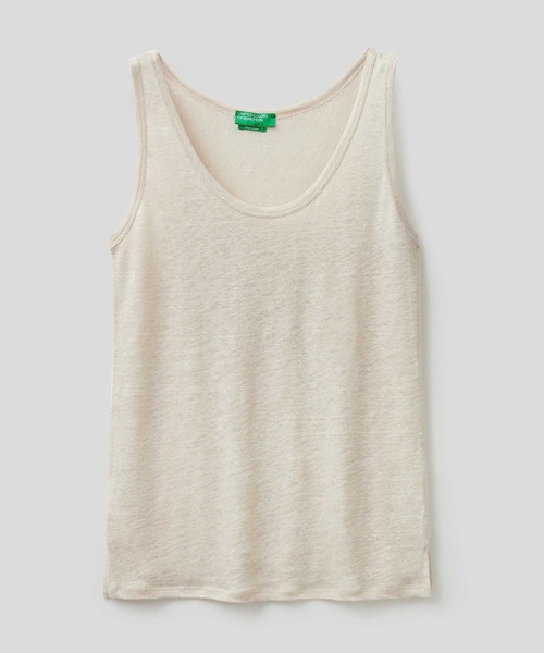BENETTON (UNITED COLORS OF BENETTON)（ベネトンユナイテッドカラーズオブベネトン）の「ラウンドネックリネンタンクトップ（タンクトップ・レディース・ホワイト/ネイビー/ライトベージュ/ブラック/レッド・MEDIUM/X-SMALL/SMALL/LARGE）」の12枚目の写真