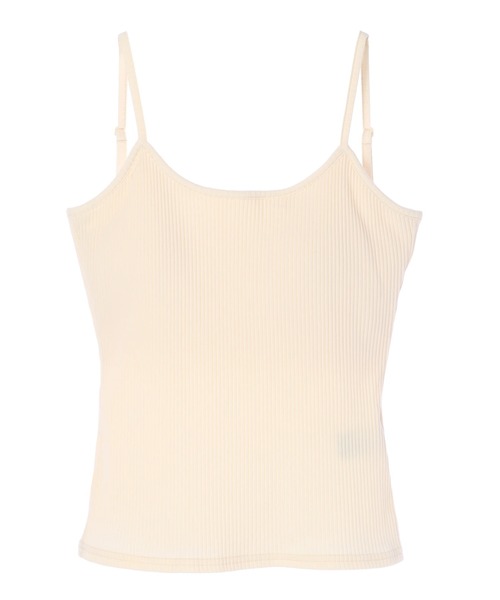 DURAS（デュラス）の「パット付リブキャミトップス（キャミソール・レディース・アイボリー/ブラック/ベージュ・FREE）」の2枚目の写真