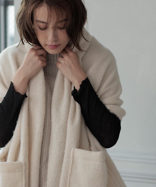 DONOBAN（ドノバン）の「フェイクウール2WAY大判ストール（ストール/ショール・レディース・ブラウン/アイボリー・F）」の9枚目の写真