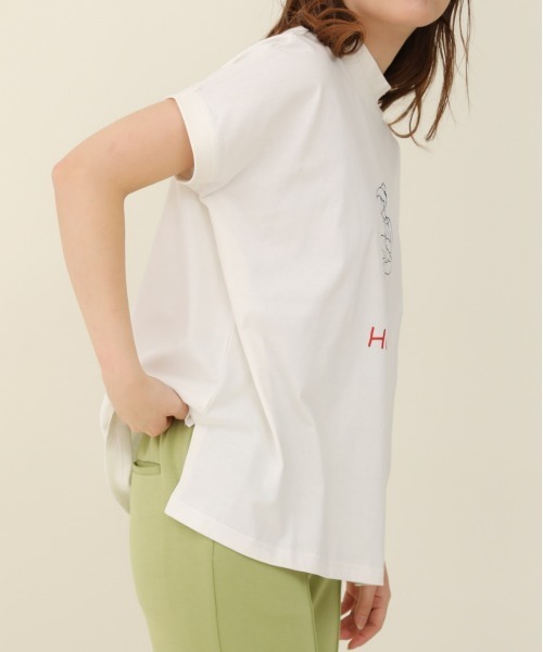 sakishimatokyo（サキシマトーキョー）の「プリントモックネックTシャツ（Tシャツ/カットソー・レディース・ライトブルー/ブラック/カーキ/アイボリー/ブルーグリーン/ライトベージュ/ベージュ/チャコールグレー・FREE）」の16枚目の写真