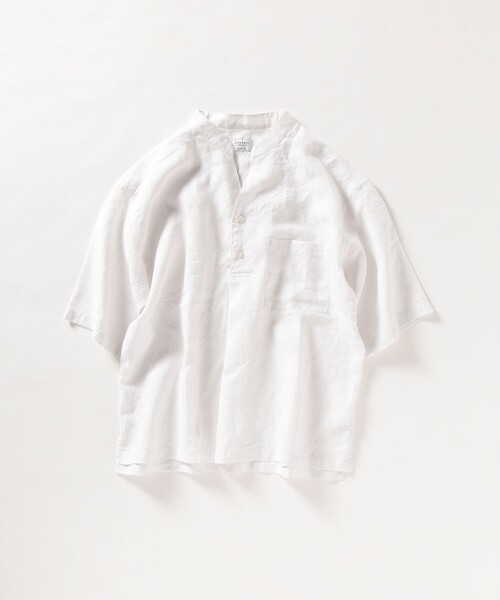 SHIPS any（シップス エニィ）の「SHIPS any: オーガニックリネン プルオーバー 5分袖シャツ◇（シャツ/ブラウス・メンズ・ネイビー/グレー/オフホワイト・SMALL/MEDIUM/LARGE/X-LARGE）」の8枚目の写真