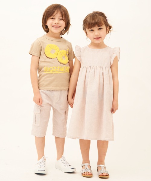 RUGGEDWORKS(ラゲッドワークス)の「サッカーストライプワンピース(ワンピース・キッズ・ベージュ/ブルー・SMALL/MEDIUM/LARGE/X-LARGE/X-SMALL)」の4枚目の写真