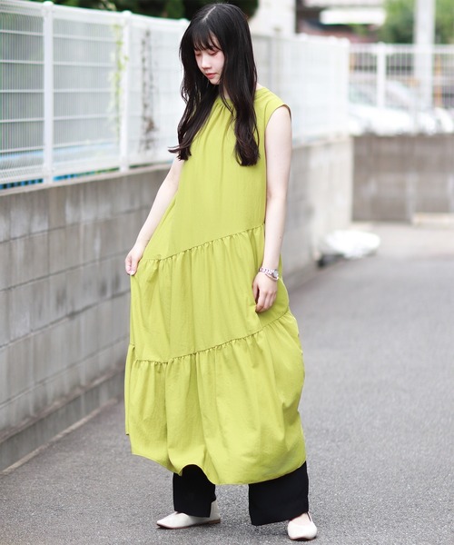 人気ブランドを ななめティアード ペチコート付き ロングワンピース ブランド直営 Patron Id