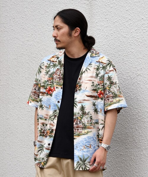 ROBERT J. CLANCEY(ロバートジェイクレンシー)の「ROBERT J.CLANCEY: ウォッシャブル レーヨン アロハシャツ(シャツ/ブラウス・メンズ・ライトブルー/コバルトブルー/ブラック/オリーブ/イエロー・MEDIUM/SMALL/X-SMALL)」の3枚目の写真