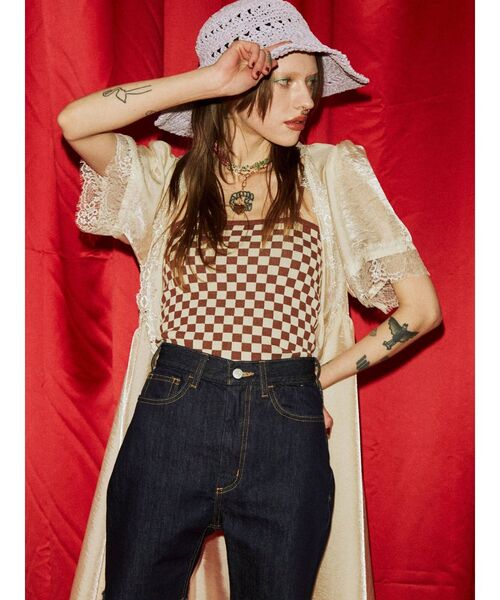 jouetie（ジュエティ）の「サマーニットキャミソール（キャミソール・レディース・ブラウン/グリーン/ブラック・MEDIUM）」の4枚目の写真