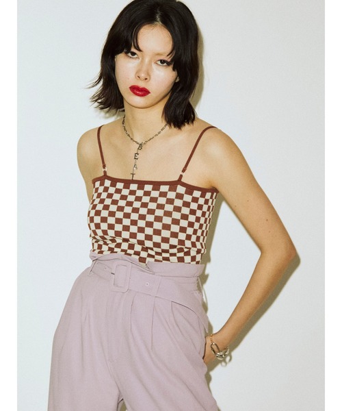 jouetie（ジュエティ）の「サマーニットキャミソール（キャミソール・レディース・ブラウン/グリーン/ブラック・MEDIUM）」の3枚目の写真