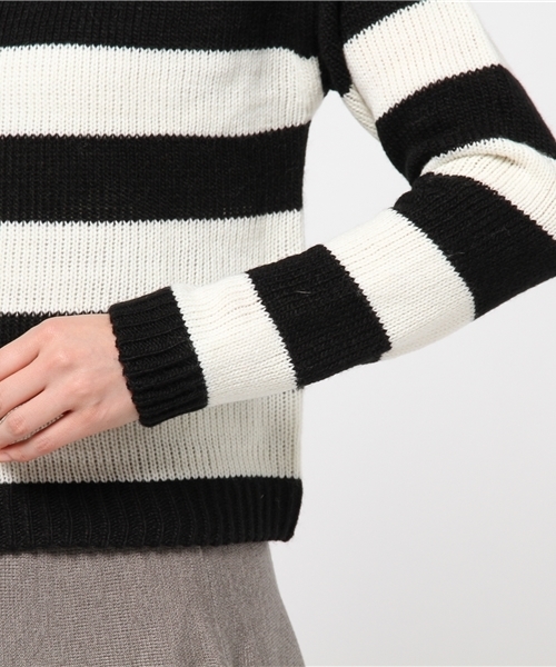 BLISS POINT(ブリスポイント)の「7ゲージフトボーダークロップドプルオーバー/555398(ニット/セーター・レディース・ネイビー/ブラック/グレー/ピンク・LARGE/MEDIUM)」の10枚目の写真