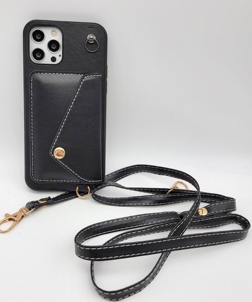 セール】斜め掛け お財布 ポケット付き iPhoneケース（スマホケース