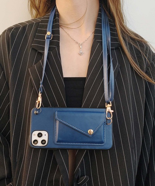 セール】斜め掛け お財布 ポケット付き iPhoneケース（スマホケース