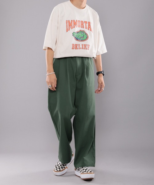 kutir（クティール）の「ワニカレッジビッグTシャツ（Tシャツ/カットソー・メンズ・チャコールグレー/オフホワイト/グリーン・MEDIUM/LARGE）」の22枚目の写真