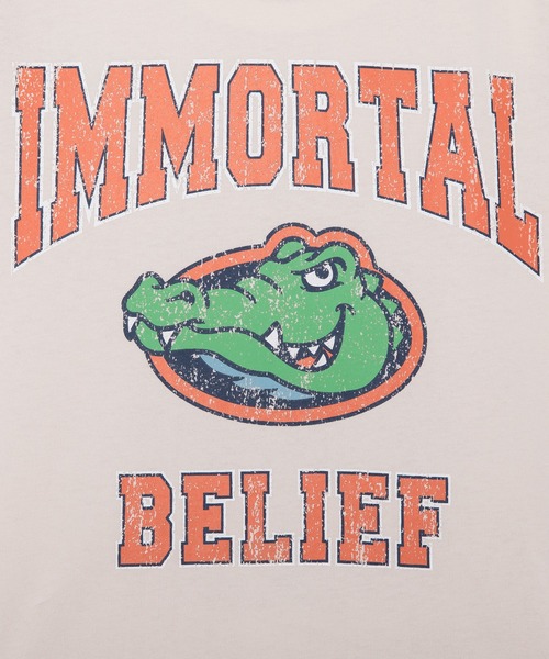 kutir（クティール）の「ワニカレッジビッグTシャツ（Tシャツ/カットソー・メンズ・チャコールグレー/オフホワイト/グリーン・MEDIUM/LARGE）」の5枚目の写真