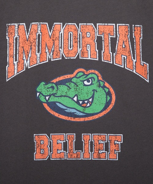 kutir（クティール）の「ワニカレッジビッグTシャツ（Tシャツ/カットソー・メンズ・チャコールグレー/オフホワイト/グリーン・MEDIUM/LARGE）」の10枚目の写真