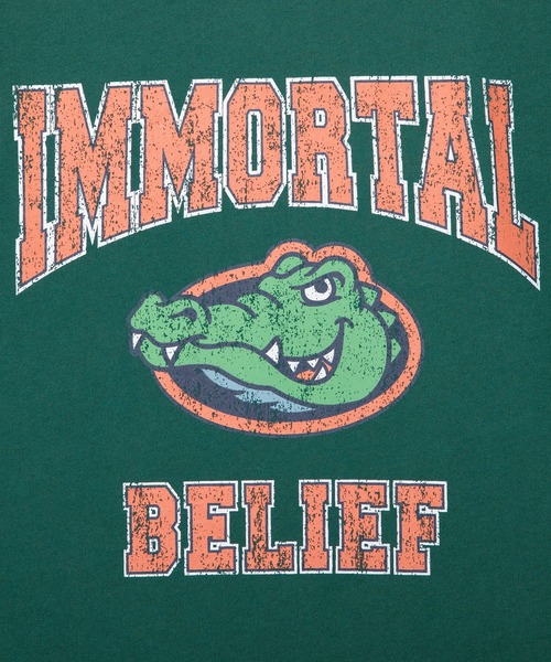 kutir（クティール）の「ワニカレッジビッグTシャツ（Tシャツ/カットソー・メンズ・チャコールグレー/オフホワイト/グリーン・MEDIUM/LARGE）」の8枚目の写真