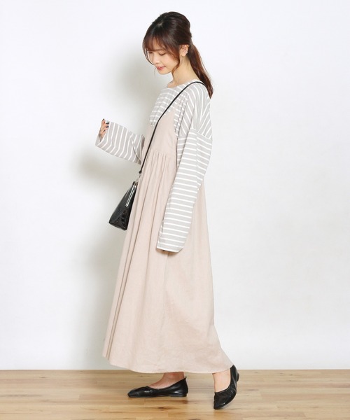 Crisp yours（クリスプユアーズ）の「ルーズボーダーTシャツ（Tシャツ/カットソー・レディース・グレー/ピンク/ブラック・FREE）」の9枚目の写真