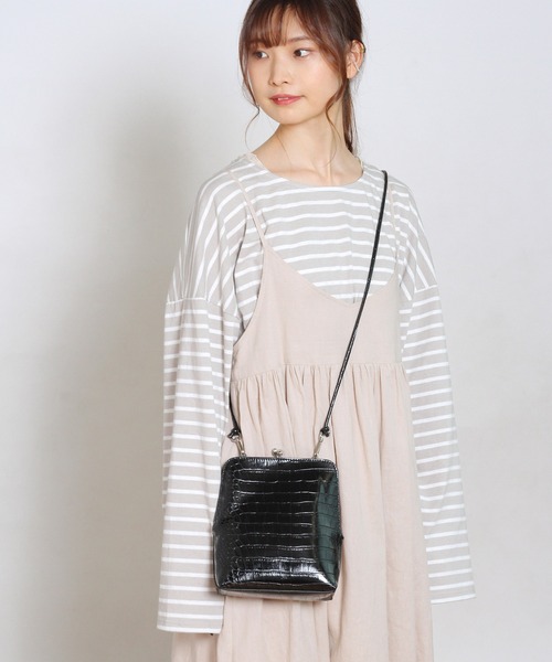 Crisp yours（クリスプユアーズ）の「ルーズボーダーTシャツ（Tシャツ/カットソー・レディース・グレー/ピンク/ブラック・FREE）」の11枚目の写真