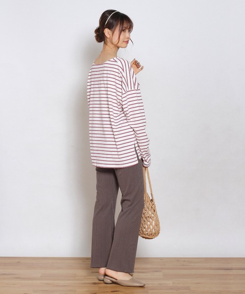 Crisp yours（クリスプユアーズ）の「ルーズボーダーTシャツ（Tシャツ/カットソー・レディース・グレー/ピンク/ブラック・FREE）」の22枚目の写真